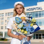 Bouquet d'infirmière au crochet avec poupée, plein d'amour et de fierté, souvenir de la promotion 2026, cadeau de fin d'études pour étudiante/infirmière