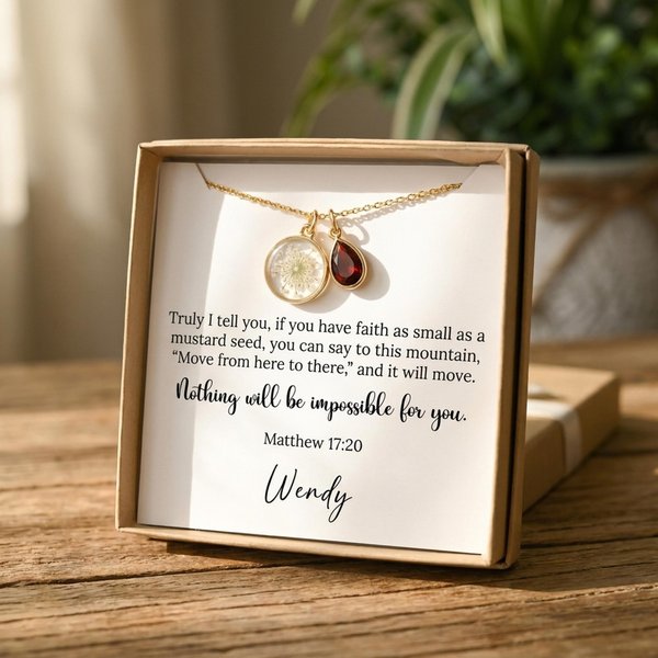 Collier personnalisé avec nom et pierre de naissance, pendentif de foi chrétienne, cadeau d'anniversaire pour elle