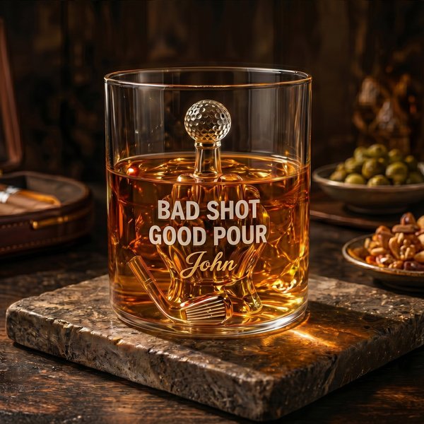 Bouteille de whisky personnalisée avec sculpture de golf en 3D, verre à whisky humoristique 