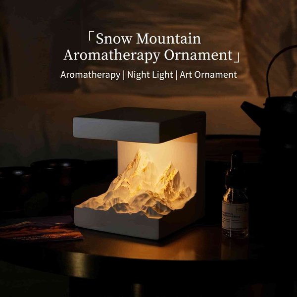 Lampe d'aromathérapie personnalisée Montagne des neiges avec design en plâtre 3D, veilleuse diffuseur d'huiles essentielles, cadeau d'anniversaire ou de pendaison de crémaillère pour elle ou lui