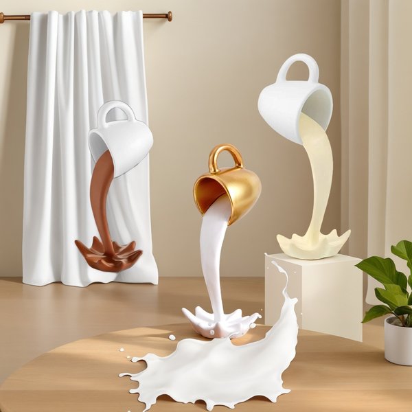 Sculpture flottante personnalisée en résine, décor de bureau défiant la gravité, cadeau d'anniversaire ou de pendaison de crémaillère pour les amateurs de café ou les créatifs.