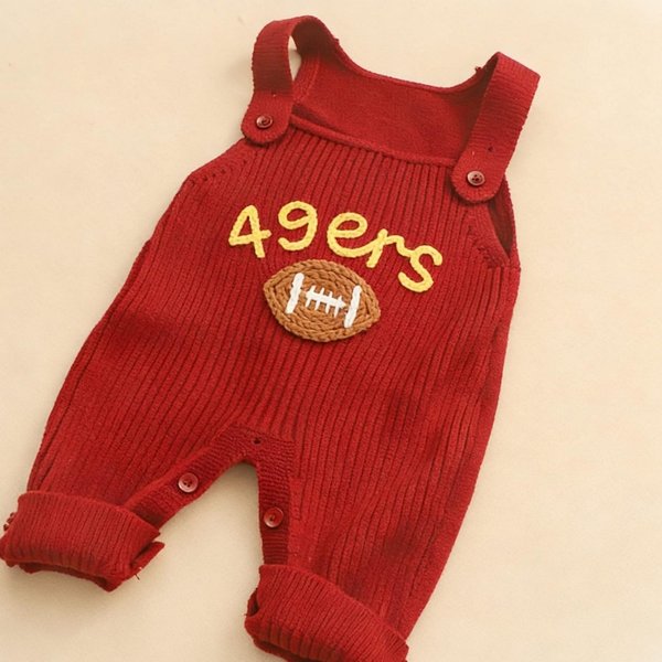 Ensemble de sport brodé personnalisé avec nom, grenouillère de football pour bébé, cadeau d'anniversaire pour les amateurs de sport et les nouveau-nés.