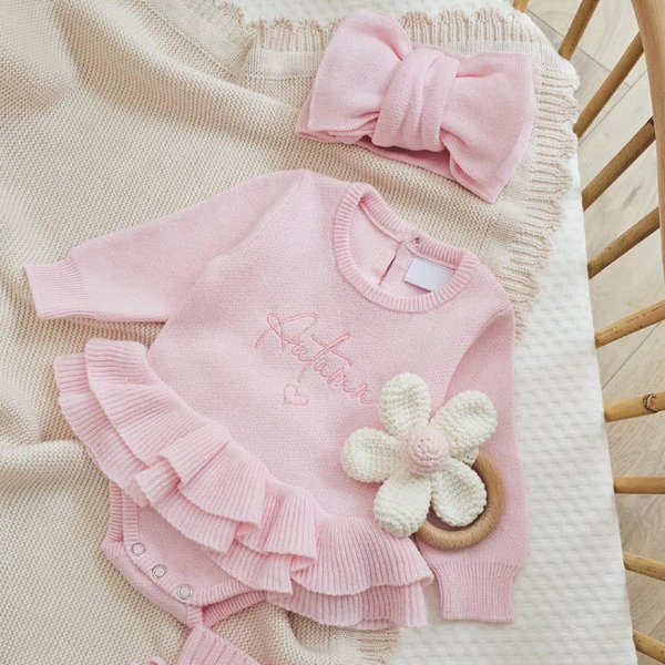 Robe de bébé à volants en tricot, tenue de ballerine à tutu pour nouveau-né, adorable accessoire photo/vêtement pour faire-part de naissance