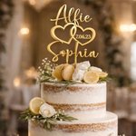 Dessus de gâteau de mariage gravé sur mesure avec les noms des couples et la date, dessus de gâteau rustique personnalisé, décoration parfaite pour la réception de mariage