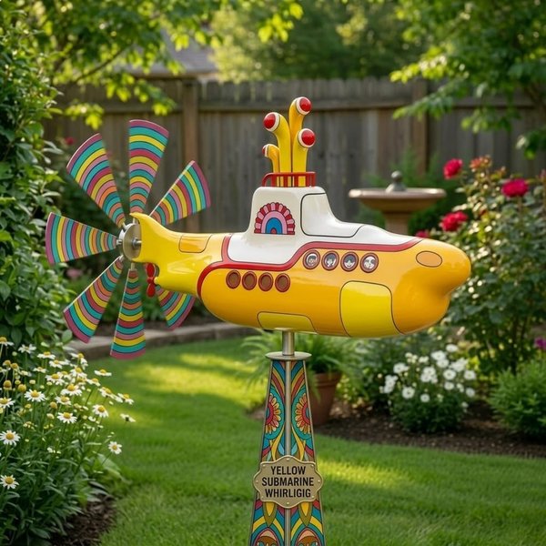 Vintage Outdoor Garden Whirligig with Colorful Wind Spinner, Birthday/Housewarming Gift for Gardener/Homeowner