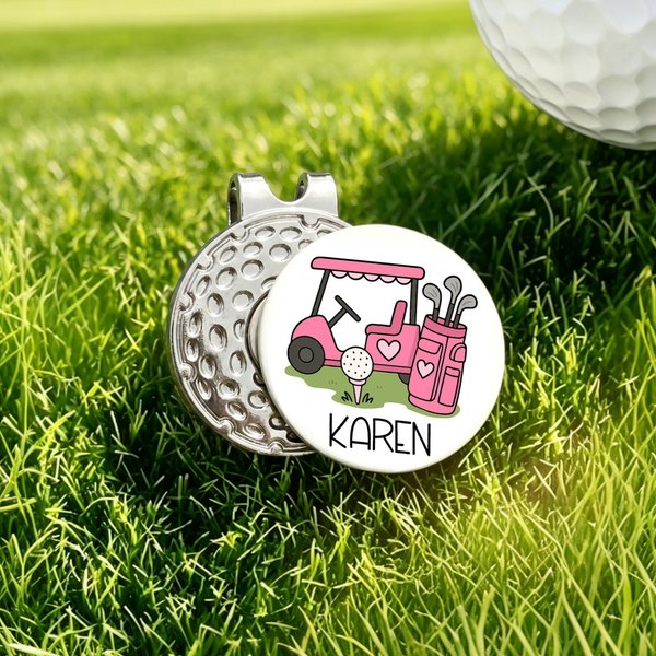Personalisierte Golf Cart Golf Ball Marker Magnetische Hut Clip mit Namen Geburtstag Spiel Tag Geschenk für Golfspieler