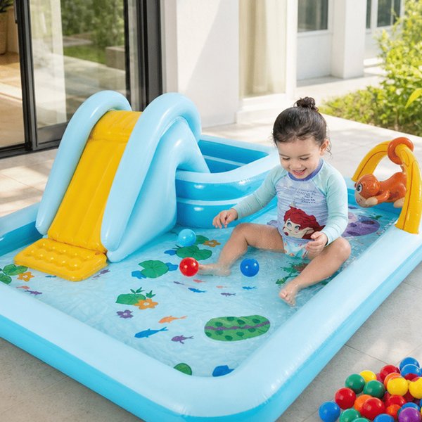 Dinoland aufblasbares Spielzentrum mit Wasserrutsche & Sprayer, Kinderpool im Hinterhof, Geburtstags-/Sommergeschenk für Kinder