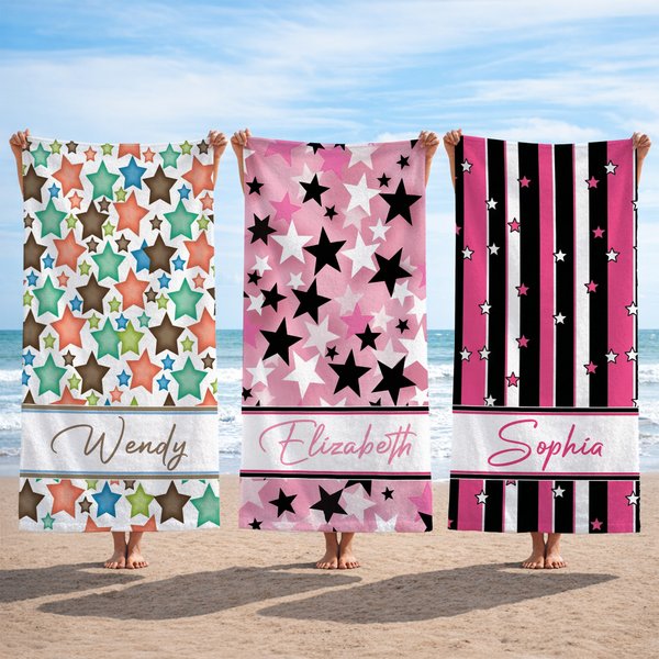 Serviette de plage personnalisée en microfibre à séchage rapide avec le nom de l'utilisateur Cadeau d'anniversaire pour les filles et les amis
