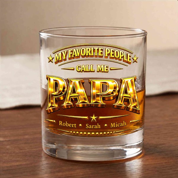 Personalized My Favorite People 10 oz Old Fashioned Rock Whiskey Glass with Name Father's Day Birthday Gift for Man Whiskey Enthusiast