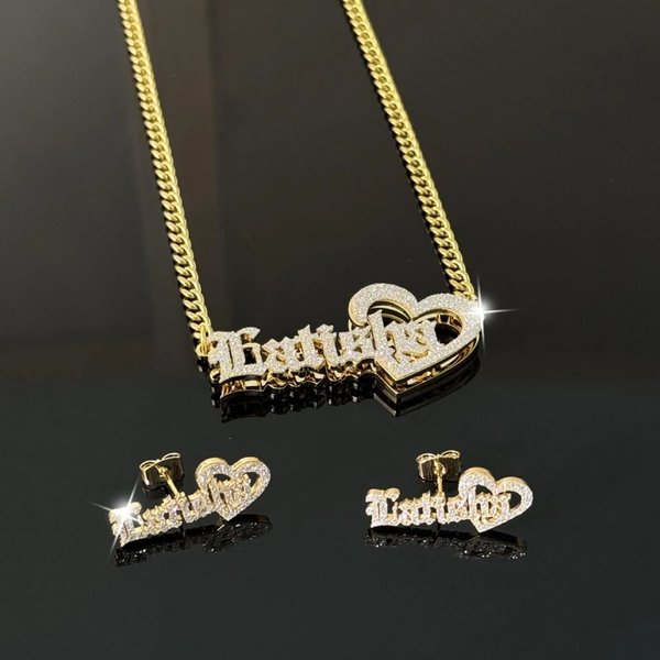 Collier, bracelet et boucles d'oreilles gothiques personnalisés, ensemble de bijoux de police, bijoux étincelants, cadeau quotidien pour les femmes/filles/sœurs