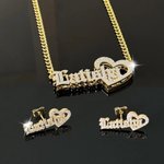 Collier, bracelet et boucles d'oreilles gothiques personnalisés, ensemble de bijoux de police, bijoux étincelants, cadeau quotidien pour les femmes/filles/sœurs