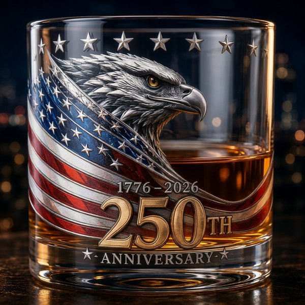 Verre à whisky anniversaire, verre à bourbon à motif d'aigle, barwar élégant, cadeau festif pour hommes/papas/mari/vétérans