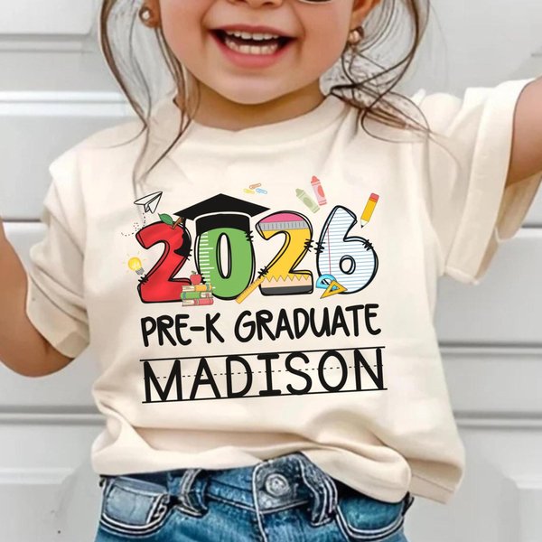 Personalized Pre-K Graduation 2026 T-Shirt, Pre K Grad Class of 2026