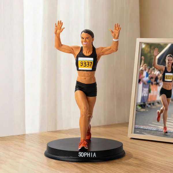 Personalized 3D Runner Figurine from Photo with Name Marathon Runner Desk Decoration Birthday Gift for Running Lovers Marathon Runners