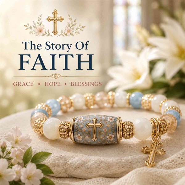 Bracelet à breloques de guérison, de foi, d'amour et de famille, bracelet en perles fait à la main avec boîte et carte cadeau, bijoux délicats, cadeau d'anniversaire pour femmes/mères/grands-mères