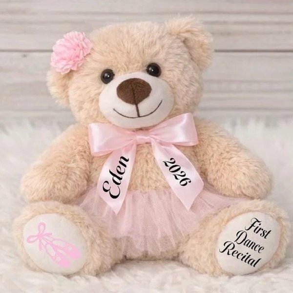 Ourson personnalisé avec nom et année, poupée ballerine, cadeau de récital unique pour les filles