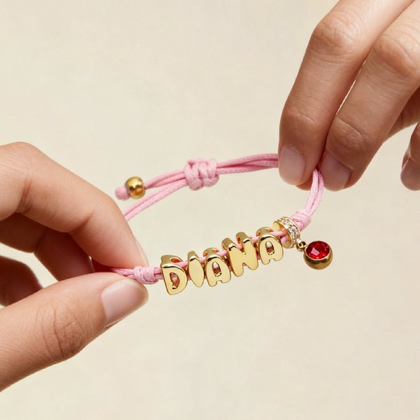 Personalized Kids Name Rope Bracelet with Birthstone Charm, Letter Bead Braided Cord Bracelet, Enamel Jewelry, Birthday Gift for Daughter/Her