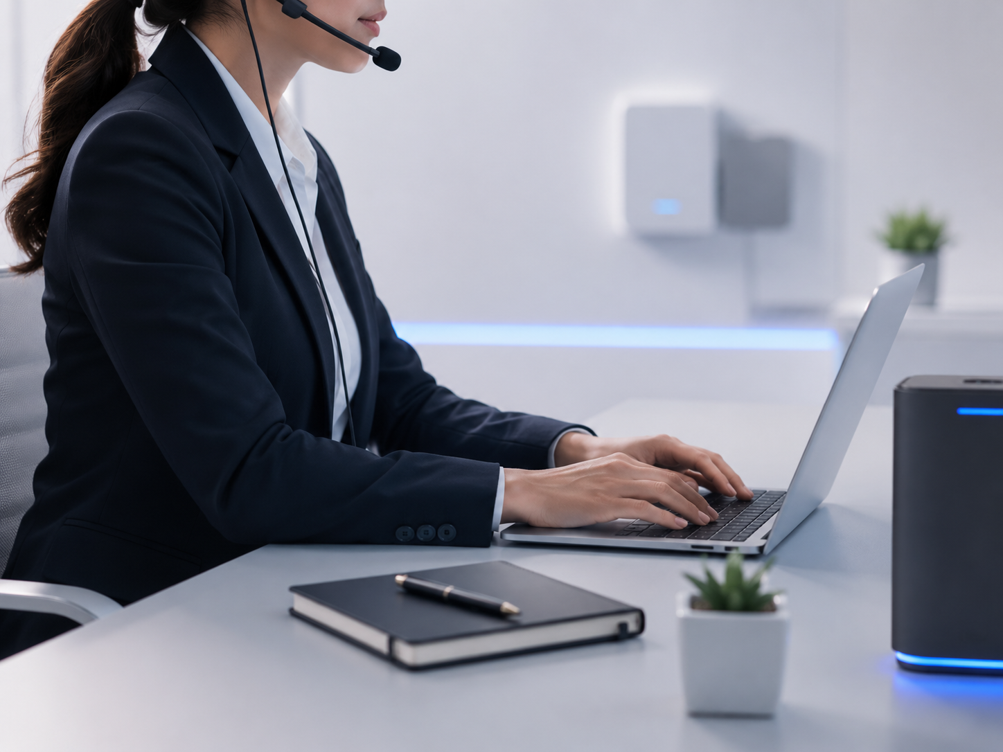 Marstek klantenservice medewerker aan laptop